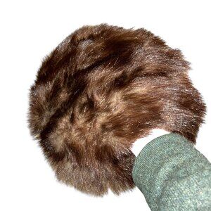 Antique real brown fur coarser than mink mutton maybe muff hand warmer